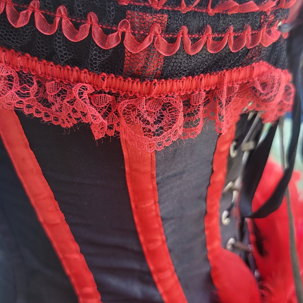 Vintage Burlesque Moulin Rouge Can-Can corset with boots costume, small? - Picture 12 of 16